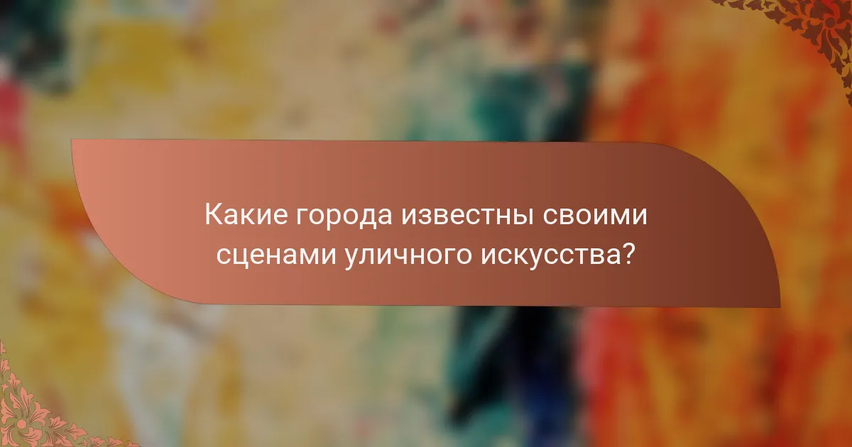 Какие города известны своими сценами уличного искусства?