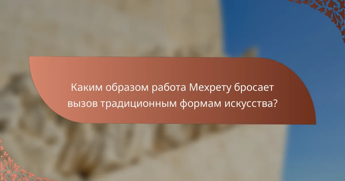 Каким образом работа Мехрету бросает вызов традиционным формам искусства?